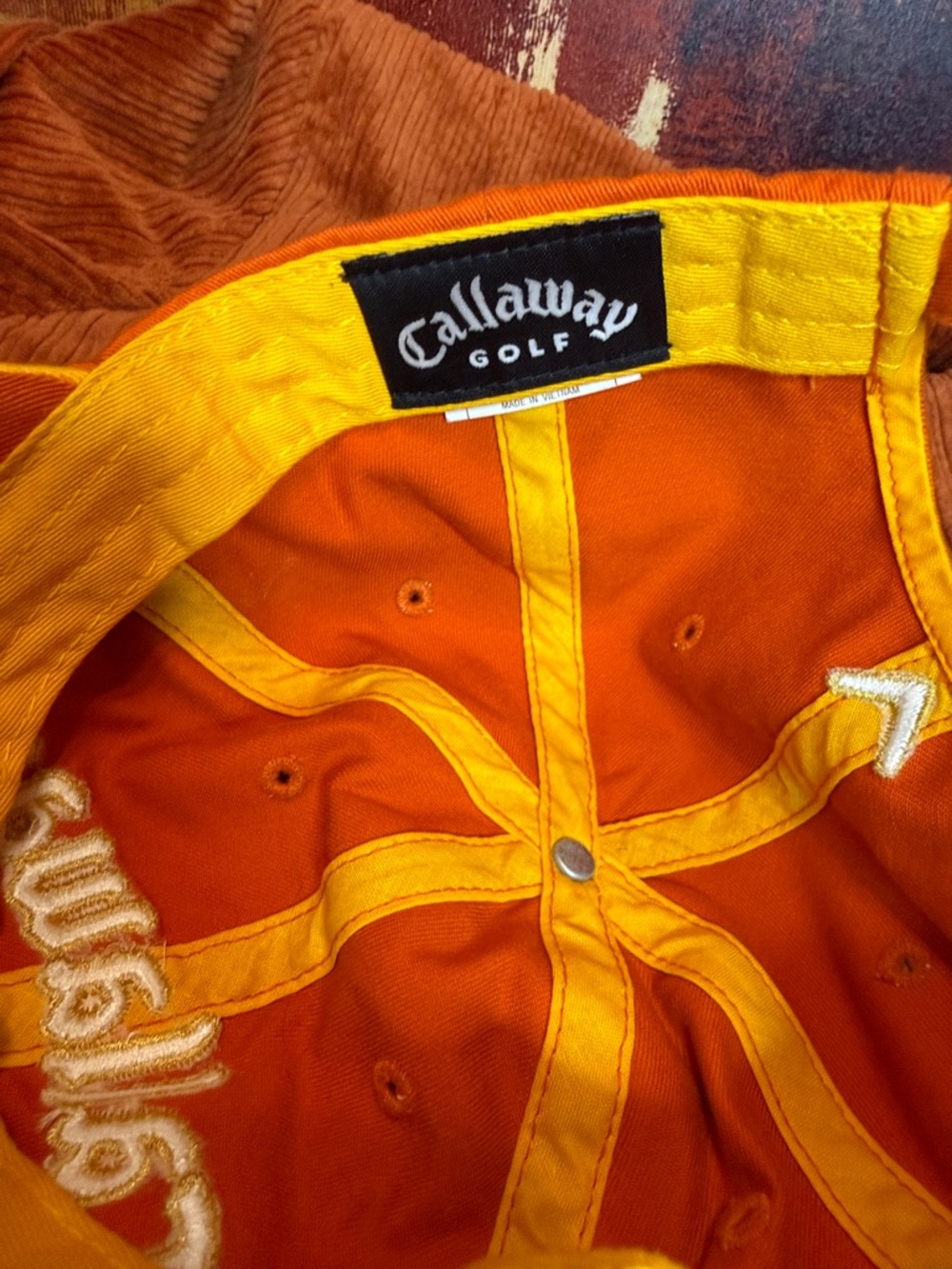 Callaway Orange Baseball Cap with White Embroidered Logo - Picture 2 of 3